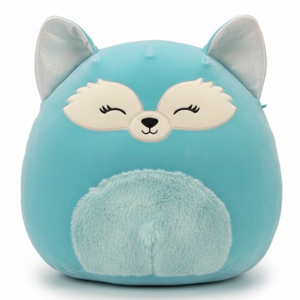 Squishmallow Dabney Cute Teal Blue Fox Plush Pillow 24 Inches Huge Rare Size